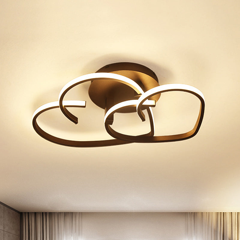 21.5"/25.5" Wide Coffee Heart Frame Ceiling Light Modernist LED Iron Flush Light Fixture in Warm/White Light/Remote Control Stepless Dimming Coffee Warm Clearhalo 'Ceiling Lights' 'Close To Ceiling Lights' 'Close to ceiling' 'Flush mount' Lighting' 292372