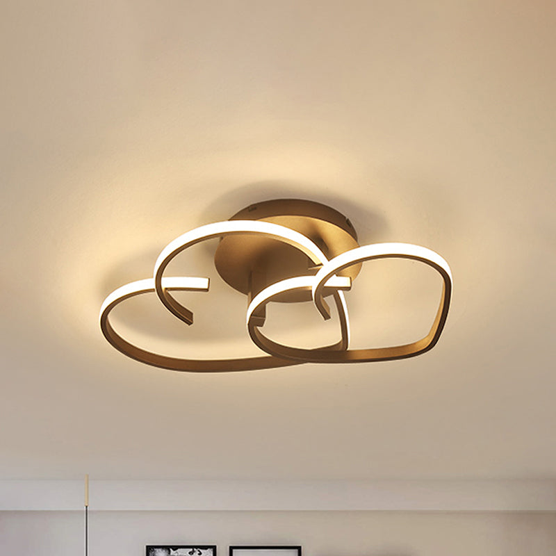 21.5"/25.5" Wide Coffee Heart Frame Ceiling Light Modernist LED Iron Flush Light Fixture in Warm/White Light/Remote Control Stepless Dimming Clearhalo 'Ceiling Lights' 'Close To Ceiling Lights' 'Close to ceiling' 'Flush mount' Lighting' 292374