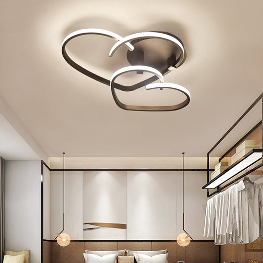 21.5"/25.5" Wide Coffee Heart Frame Ceiling Light Modernist LED Iron Flush Light Fixture in Warm/White Light/Remote Control Stepless Dimming Coffee White Clearhalo 'Ceiling Lights' 'Close To Ceiling Lights' 'Close to ceiling' 'Flush mount' Lighting' 292375