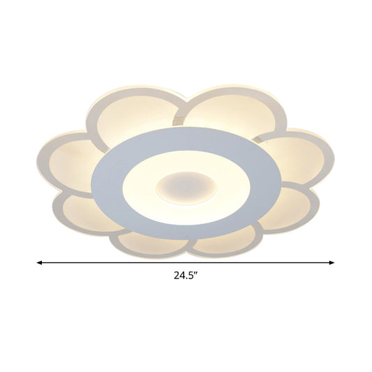 8"/16.5"/20.5" W White 8-Petal Flush Mount Ceiling Light Nordic Frosted Acrylic LED Flush Lamp in Warm/White Light Clearhalo 'Ceiling Lights' 'Close To Ceiling Lights' 'Close to ceiling' 'Flush mount' Lighting' 292388