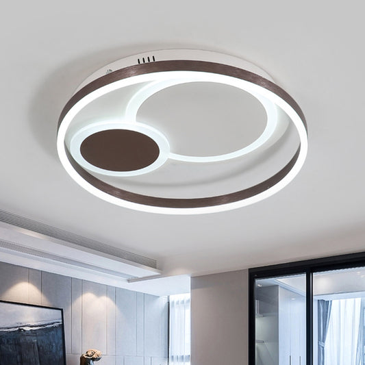 16"/19.5" Dia Metal Orbit Ceiling Flush Light Modern Coffee LED Flushmount in Warm/White Light/Remote Control Stepless Dimming Coffee Remote Control Stepless Dimming Clearhalo 'Ceiling Lights' 'Close To Ceiling Lights' 'Close to ceiling' 'Flush mount' Lighting' 292399