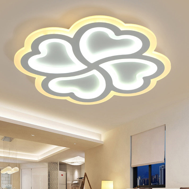 White Clover Ceiling Mount Lamp 19.5"/23.5" W Modern Style LED Metallic Flushmount in Warm/White Light Clearhalo 'Ceiling Lights' 'Close To Ceiling Lights' 'Close to ceiling' 'Flush mount' Lighting' 292423