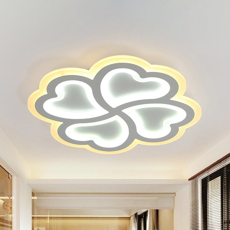 White Clover Ceiling Mount Lamp 19.5"/23.5" W Modern Style LED Metallic Flushmount in Warm/White Light Clearhalo 'Ceiling Lights' 'Close To Ceiling Lights' 'Close to ceiling' 'Flush mount' Lighting' 292424