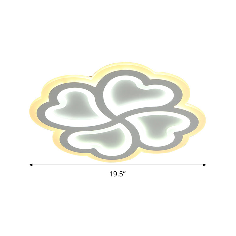 White Clover Ceiling Mount Lamp 19.5"/23.5" W Modern Style LED Metallic Flushmount in Warm/White Light Clearhalo 'Ceiling Lights' 'Close To Ceiling Lights' 'Close to ceiling' 'Flush mount' Lighting' 292427