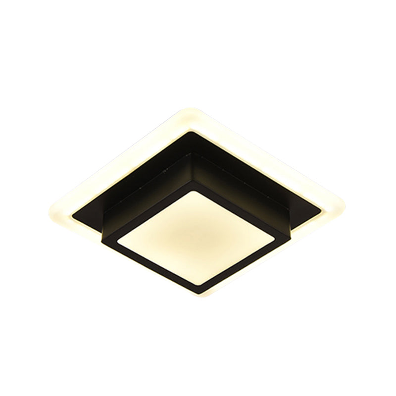 Mini Round/Square Flush Mount Ceiling Light Contemporary Metal LED Black/White Flushmount in Warm/White Light Clearhalo 'Ceiling Lights' 'Close To Ceiling Lights' 'Close to ceiling' 'Flush mount' Lighting' 292448