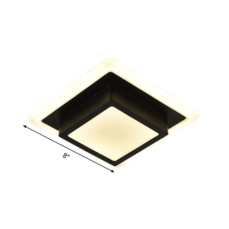 Mini Round/Square Flush Mount Ceiling Light Contemporary Metal LED Black/White Flushmount in Warm/White Light Clearhalo 'Ceiling Lights' 'Close To Ceiling Lights' 'Close to ceiling' 'Flush mount' Lighting' 292449