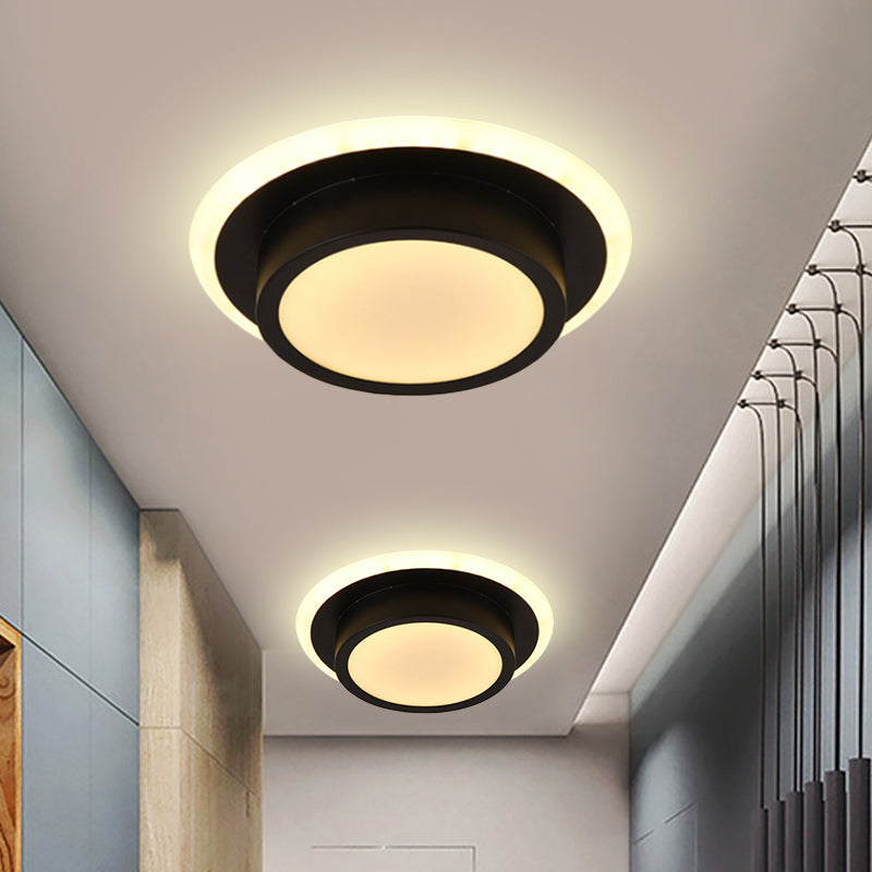 Mini Round/Square Flush Mount Ceiling Light Contemporary Metal LED Black/White Flushmount in Warm/White Light Clearhalo 'Ceiling Lights' 'Close To Ceiling Lights' 'Close to ceiling' 'Flush mount' Lighting' 292452