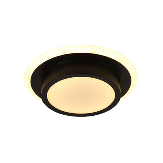 Mini Round/Square Flush Mount Ceiling Light Contemporary Metal LED Black/White Flushmount in Warm/White Light Clearhalo 'Ceiling Lights' 'Close To Ceiling Lights' 'Close to ceiling' 'Flush mount' Lighting' 292454