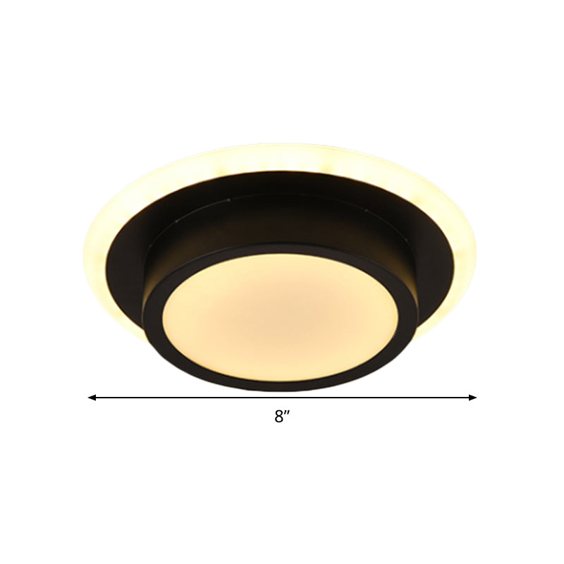 Mini Round/Square Flush Mount Ceiling Light Contemporary Metal LED Black/White Flushmount in Warm/White Light Clearhalo 'Ceiling Lights' 'Close To Ceiling Lights' 'Close to ceiling' 'Flush mount' Lighting' 292455