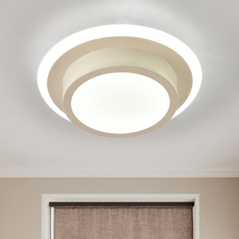 Mini Round/Square Flush Mount Ceiling Light Contemporary Metal LED Black/White Flushmount in Warm/White Light Clearhalo 'Ceiling Lights' 'Close To Ceiling Lights' 'Close to ceiling' 'Flush mount' Lighting' 292464