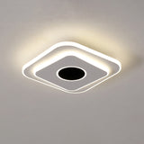 LED Foyer Mini Flush Ceiling Light Modernist Black and White Flush Lamp with Tiered Round/Square Acrylic Shade in Warm/White Light Black-White Square Plate Clearhalo 'Ceiling Lights' 'Close To Ceiling Lights' 'Close to ceiling' 'Flush mount' Lighting' 292483