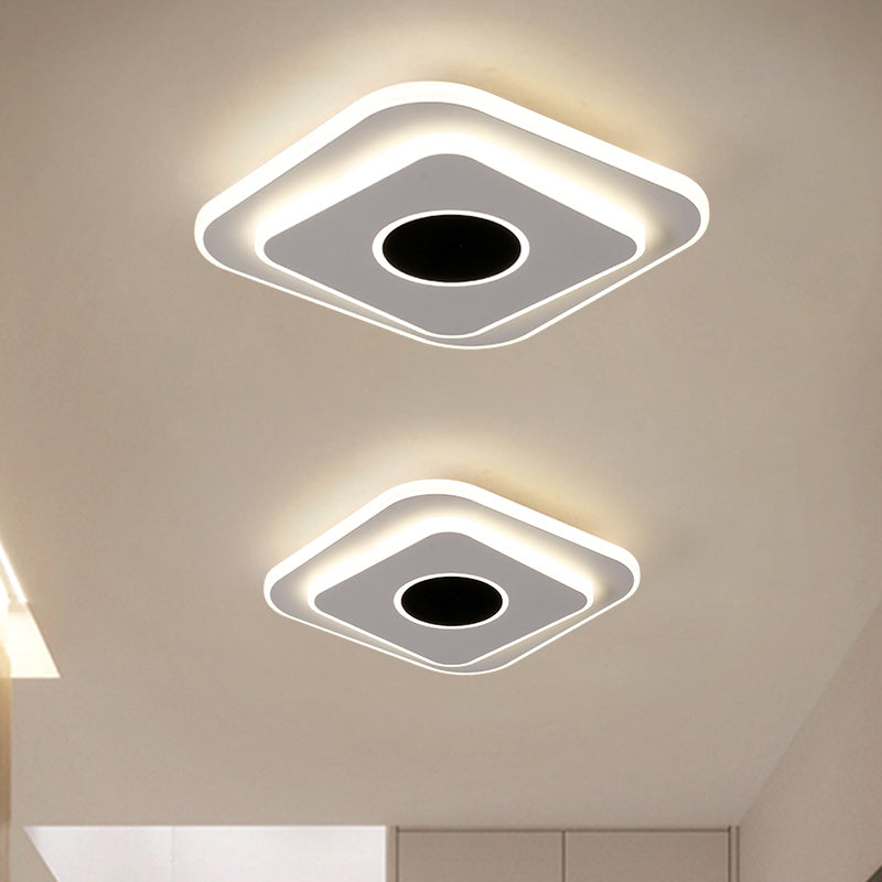 LED Foyer Mini Flush Ceiling Light Modernist Black and White Flush Lamp with Tiered Round/Square Acrylic Shade in Warm/White Light Clearhalo 'Ceiling Lights' 'Close To Ceiling Lights' 'Close to ceiling' 'Flush mount' Lighting' 292484