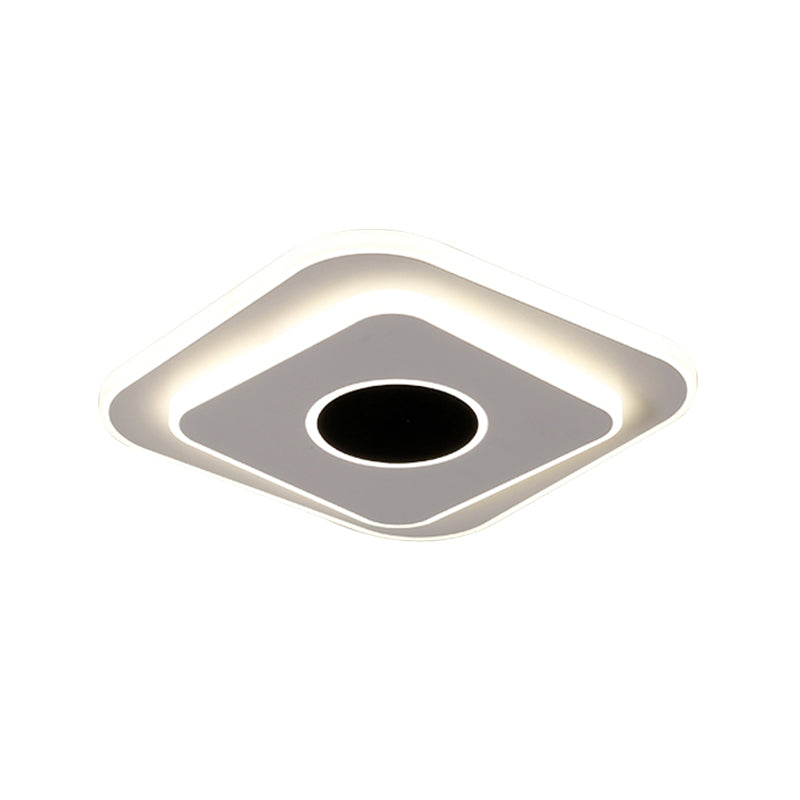 LED Foyer Mini Flush Ceiling Light Modernist Black and White Flush Lamp with Tiered Round/Square Acrylic Shade in Warm/White Light Clearhalo 'Ceiling Lights' 'Close To Ceiling Lights' 'Close to ceiling' 'Flush mount' Lighting' 292487