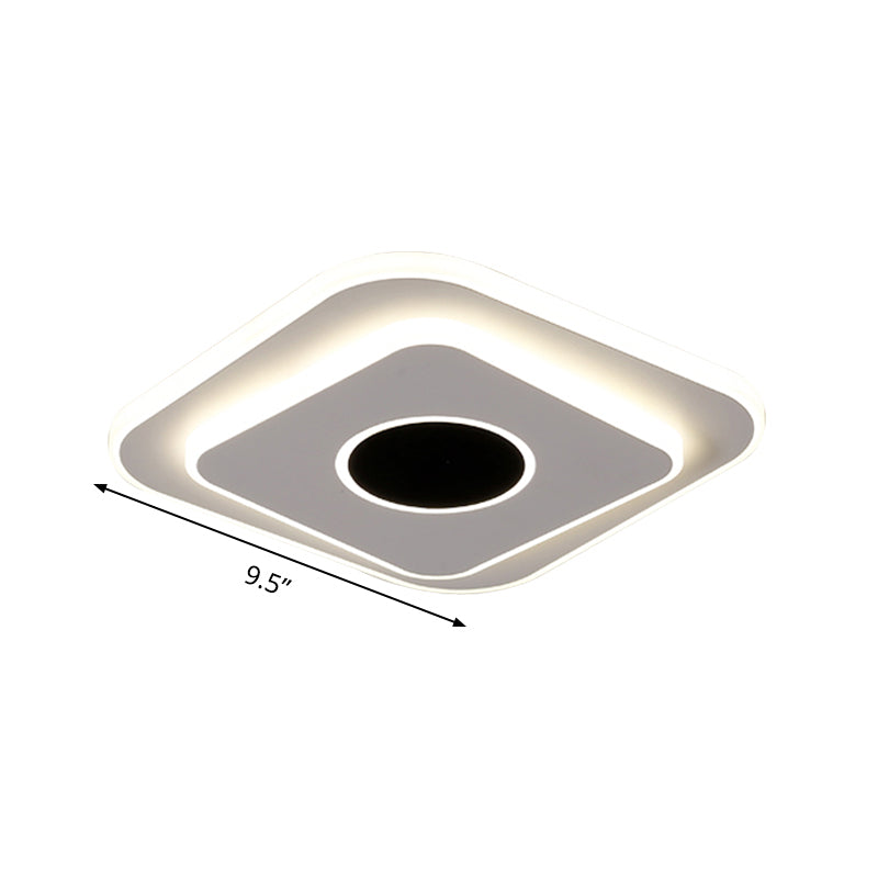 LED Foyer Mini Flush Ceiling Light Modernist Black and White Flush Lamp with Tiered Round/Square Acrylic Shade in Warm/White Light Clearhalo 'Ceiling Lights' 'Close To Ceiling Lights' 'Close to ceiling' 'Flush mount' Lighting' 292488