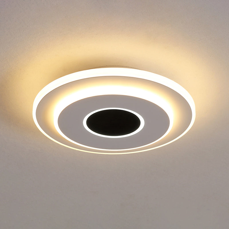 LED Foyer Mini Flush Ceiling Light Modernist Black and White Flush Lamp with Tiered Round/Square Acrylic Shade in Warm/White Light Clearhalo 'Ceiling Lights' 'Close To Ceiling Lights' 'Close to ceiling' 'Flush mount' Lighting' 292490