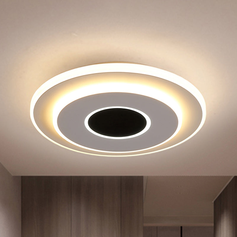 LED Foyer Mini Flush Ceiling Light Modernist Black and White Flush Lamp with Tiered Round/Square Acrylic Shade in Warm/White Light Clearhalo 'Ceiling Lights' 'Close To Ceiling Lights' 'Close to ceiling' 'Flush mount' Lighting' 292491