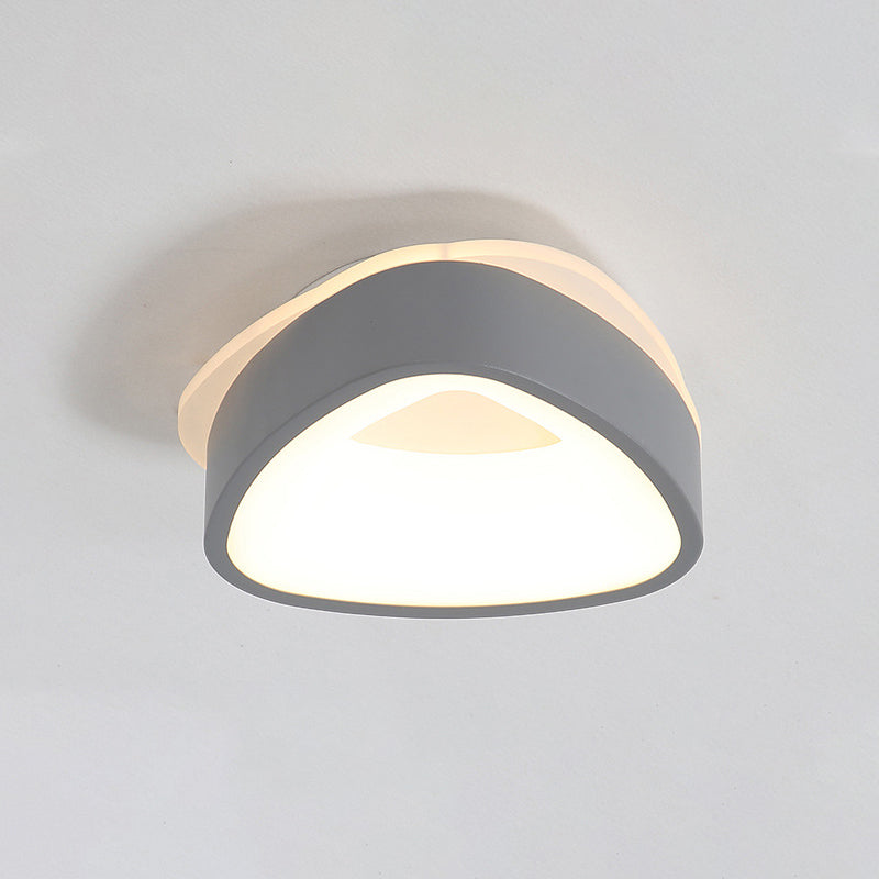 Nordic Hollowed Triangle/Round/Square Flush Lamp Metallic LED Foyer Ceiling Mounted Light in Grey/White Grey Triangle Clearhalo 'Ceiling Lights' 'Close To Ceiling Lights' 'Close to ceiling' 'Flush mount' Lighting' 292523