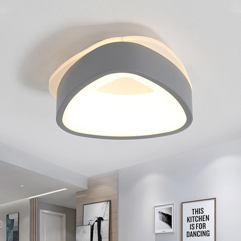 Nordic Hollowed Triangle/Round/Square Flush Lamp Metallic LED Foyer Ceiling Mounted Light in Grey/White Clearhalo 'Ceiling Lights' 'Close To Ceiling Lights' 'Close to ceiling' 'Flush mount' Lighting' 292525