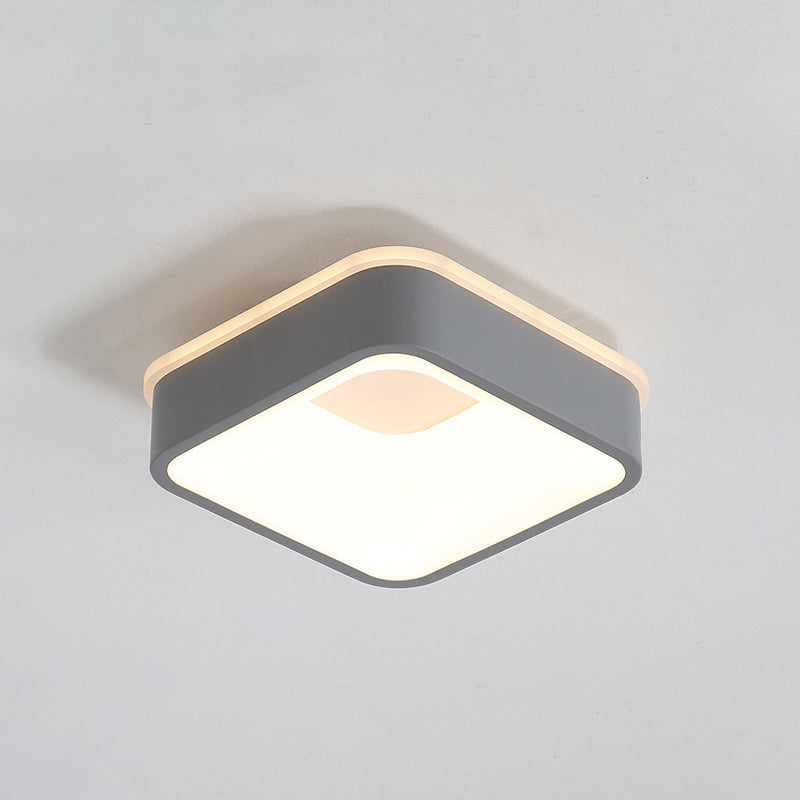 Nordic Hollowed Triangle/Round/Square Flush Lamp Metallic LED Foyer Ceiling Mounted Light in Grey/White Clearhalo 'Ceiling Lights' 'Close To Ceiling Lights' 'Close to ceiling' 'Flush mount' Lighting' 292536