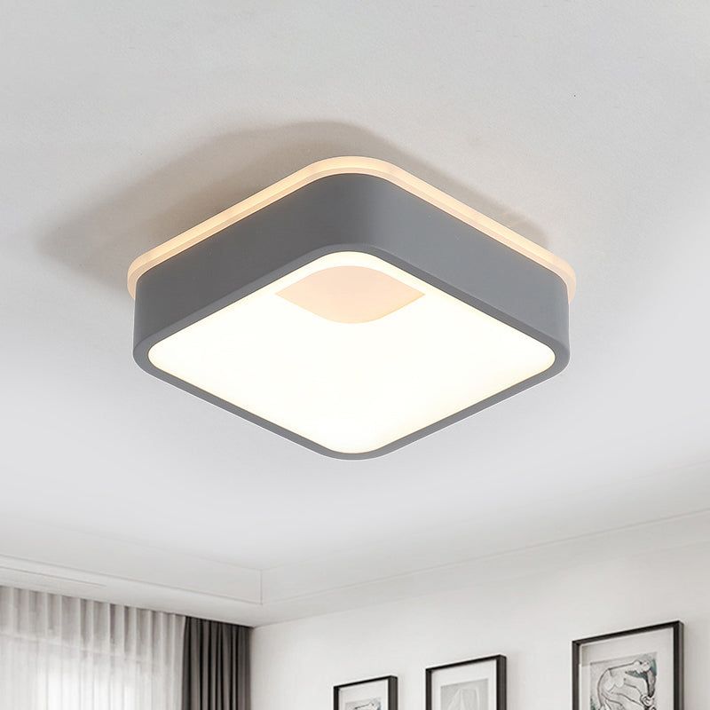 Nordic Hollowed Triangle/Round/Square Flush Lamp Metallic LED Foyer Ceiling Mounted Light in Grey/White Clearhalo 'Ceiling Lights' 'Close To Ceiling Lights' 'Close to ceiling' 'Flush mount' Lighting' 292537