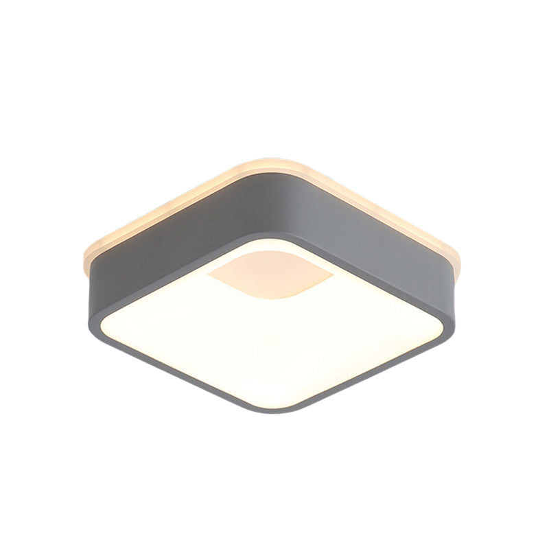 Nordic Hollowed Triangle/Round/Square Flush Lamp Metallic LED Foyer Ceiling Mounted Light in Grey/White Clearhalo 'Ceiling Lights' 'Close To Ceiling Lights' 'Close to ceiling' 'Flush mount' Lighting' 292539