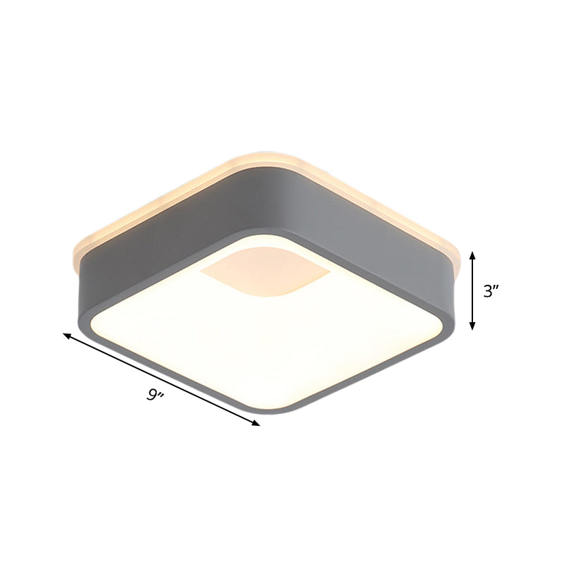 Nordic Hollowed Triangle/Round/Square Flush Lamp Metallic LED Foyer Ceiling Mounted Light in Grey/White Clearhalo 'Ceiling Lights' 'Close To Ceiling Lights' 'Close to ceiling' 'Flush mount' Lighting' 292540