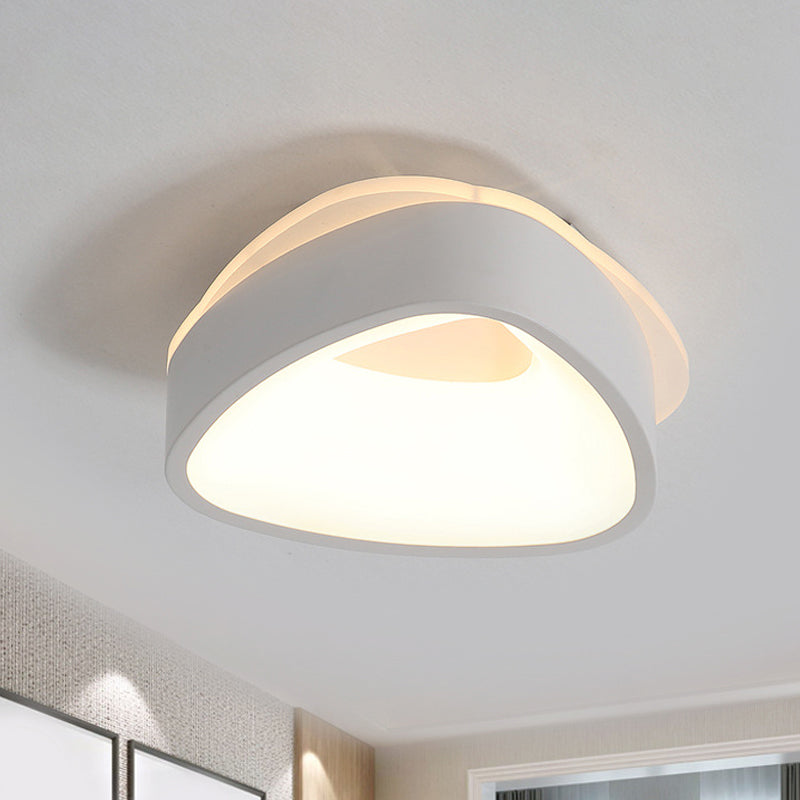 Nordic Hollowed Triangle/Round/Square Flush Lamp Metallic LED Foyer Ceiling Mounted Light in Grey/White White Triangle Clearhalo 'Ceiling Lights' 'Close To Ceiling Lights' 'Close to ceiling' 'Flush mount' Lighting' 292541