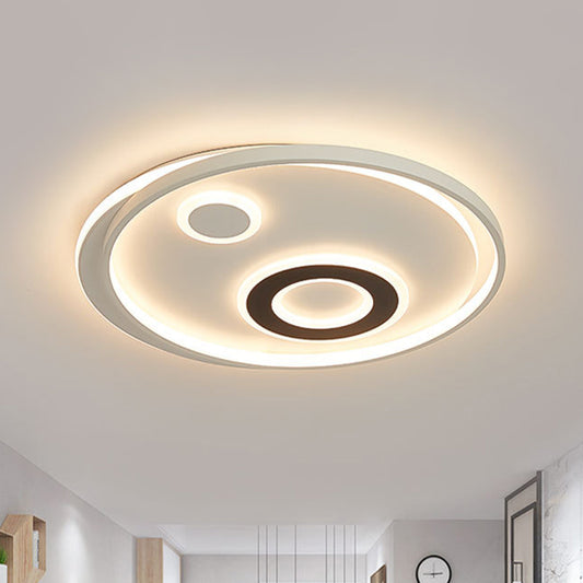 18"/21.5" Dia Circular LED Flush Lamp Kit Modern Stylish Metallic White Flush Mount Ceiling Light in Warm/White Light Clearhalo 'Ceiling Lights' 'Close To Ceiling Lights' 'Close to ceiling' 'Flush mount' Lighting' 292575