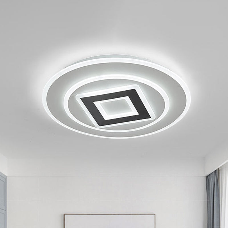 Nordic Style Layered Flush Light 18"/21.5" Dia Acrylic LED White Ceiling Flush Mount in Warm/White Light/Remote Control Stepless Dimming White White Clearhalo 'Ceiling Lights' 'Close To Ceiling Lights' 'Close to ceiling' 'Flush mount' Lighting' 292580