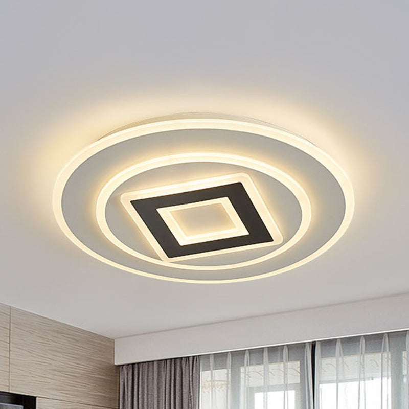 Nordic Style Layered Flush Light 18"/21.5" Dia Acrylic LED White Ceiling Flush Mount in Warm/White Light/Remote Control Stepless Dimming White Warm Clearhalo 'Ceiling Lights' 'Close To Ceiling Lights' 'Close to ceiling' 'Flush mount' Lighting' 292583