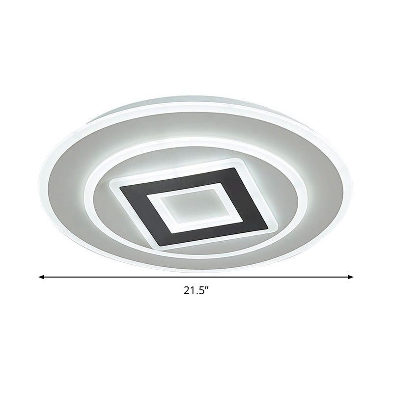 Nordic Style Layered Flush Light 18"/21.5" Dia Acrylic LED White Ceiling Flush Mount in Warm/White Light/Remote Control Stepless Dimming Clearhalo 'Ceiling Lights' 'Close To Ceiling Lights' 'Close to ceiling' 'Flush mount' Lighting' 292586