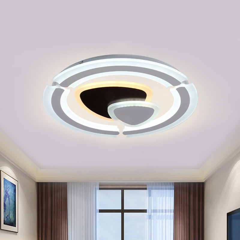 Black and White Triangle Ceiling Lamp Modern Style LED Acrylic Flushmount in Warm/White Light/Remote Control Stepless Dimming Black-White Clearhalo 'Ceiling Lights' 'Close To Ceiling Lights' 'Close to ceiling' 'Flush mount' Lighting' 292588