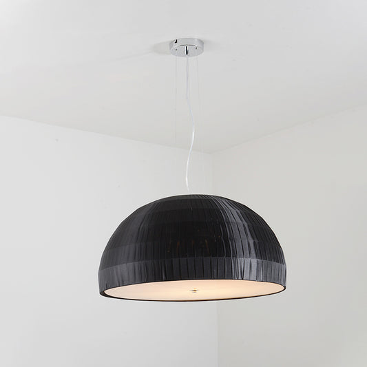 Black Dome Pendant Chandelier Simple Style 4 Lights Fabric Hanging Light Fixture for Bedroom Black Clearhalo 'Ceiling Lights' 'Chandeliers' 'Modern Chandeliers' 'Modern' Lighting' 292646