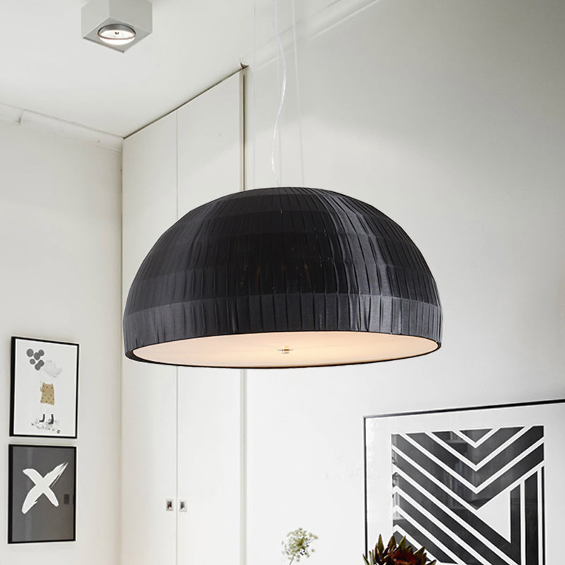 Black Dome Pendant Chandelier Simple Style 4 Lights Fabric Hanging Light Fixture for Bedroom Clearhalo 'Ceiling Lights' 'Chandeliers' 'Modern Chandeliers' 'Modern' Lighting' 292647