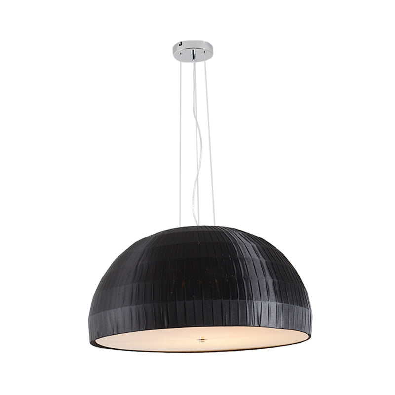 Black Dome Pendant Chandelier Simple Style 4 Lights Fabric Hanging Light Fixture for Bedroom Clearhalo 'Ceiling Lights' 'Chandeliers' 'Modern Chandeliers' 'Modern' Lighting' 292649