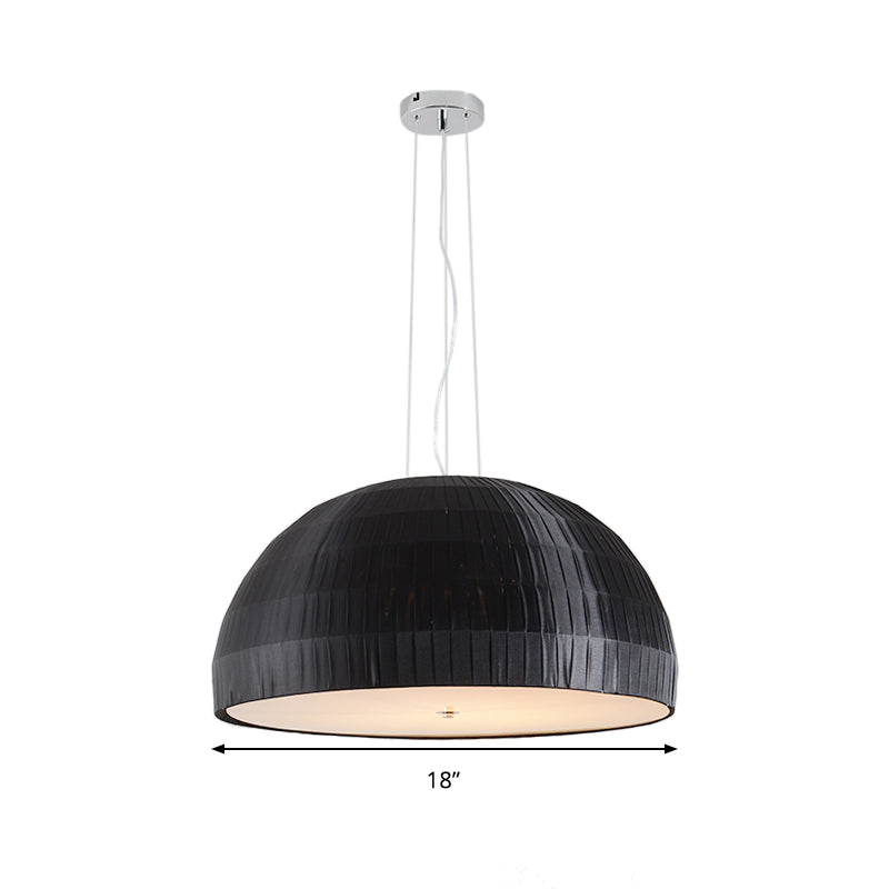 Black Dome Pendant Chandelier Simple Style 4 Lights Fabric Hanging Light Fixture for Bedroom Clearhalo 'Ceiling Lights' 'Chandeliers' 'Modern Chandeliers' 'Modern' Lighting' 292650