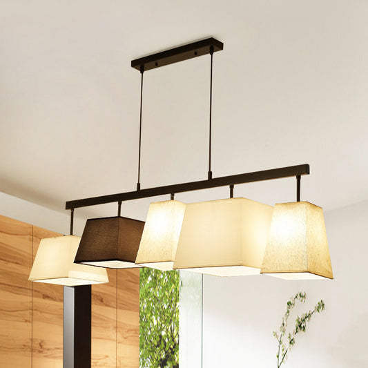 Fabric Trapezoid Hanging Lamp Kit Contemporary 3/5 Lights Black and White Island Light Clearhalo 'Ceiling Lights' 'Island Lights' Lighting' 292668