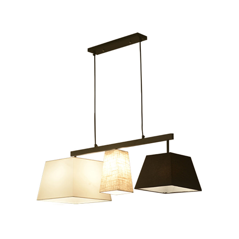 Fabric Trapezoid Hanging Lamp Kit Contemporary 3/5 Lights Black and White Island Light Clearhalo 'Ceiling Lights' 'Island Lights' Lighting' 292675
