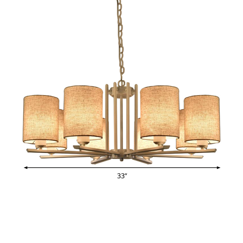 Metal Sputnik Chandelier Lighting Mondern 6/8 Heads White Finish Hanging Ceiling Lamp with Cylinder Fabric Shade Clearhalo 'Ceiling Lights' 'Chandeliers' 'Modern Chandeliers' 'Modern' Lighting' 292708