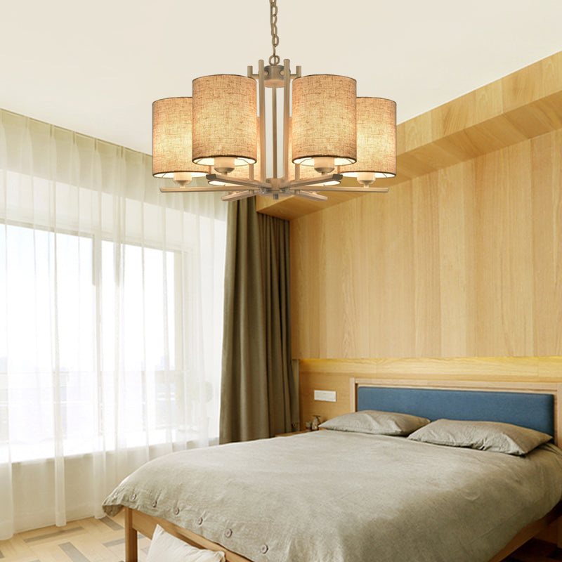 Metal Sputnik Chandelier Lighting Mondern 6/8 Heads White Finish Hanging Ceiling Lamp with Cylinder Fabric Shade Clearhalo 'Ceiling Lights' 'Chandeliers' 'Modern Chandeliers' 'Modern' Lighting' 292710