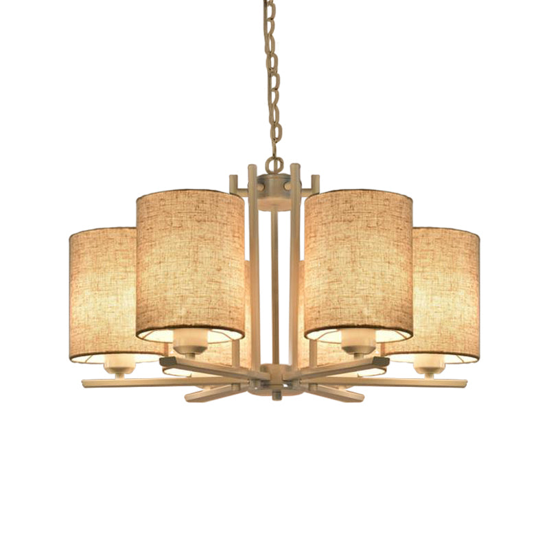 Metal Sputnik Chandelier Lighting Mondern 6/8 Heads White Finish Hanging Ceiling Lamp with Cylinder Fabric Shade Clearhalo 'Ceiling Lights' 'Chandeliers' 'Modern Chandeliers' 'Modern' Lighting' 292711