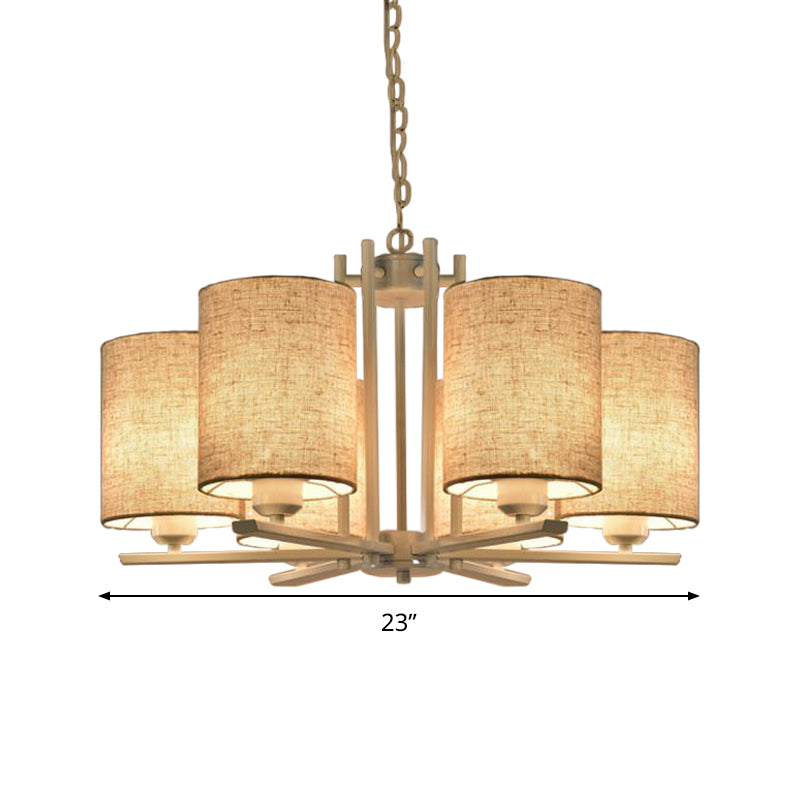 Metal Sputnik Chandelier Lighting Mondern 6/8 Heads White Finish Hanging Ceiling Lamp with Cylinder Fabric Shade Clearhalo 'Ceiling Lights' 'Chandeliers' 'Modern Chandeliers' 'Modern' Lighting' 292712