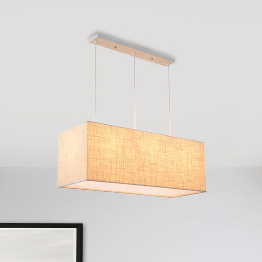 Rectangle Island Lighting Fixture Minimalist Fabric 3 Lights Flaxen Suspension Light Flaxen Clearhalo 'Ceiling Lights' 'Island Lights' Lighting' 292738