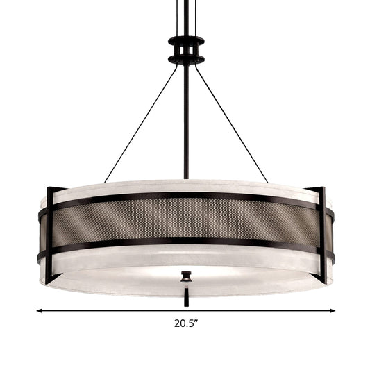 Round Fabric Chandelier Light Modernism Black LED Hanging Ceiling Light for Living Room Clearhalo 'Ceiling Lights' 'Chandeliers' 'Modern Chandeliers' 'Modern' Lighting' 292754