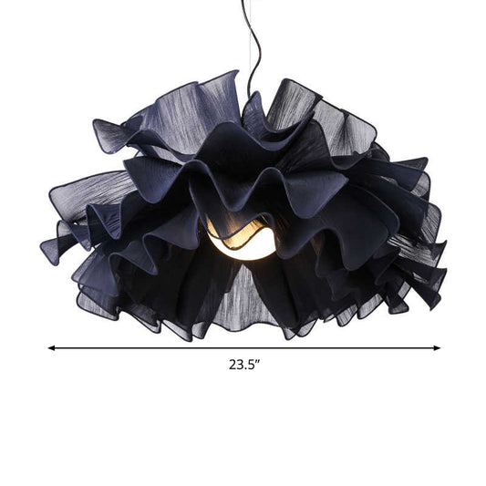 Fabric Wavy Pendant Light Fixture Nordic 1 Head Black/White Hanging Ceiling Light for Bedroom Clearhalo 'Ceiling Lights' 'Modern Pendants' 'Modern' 'Pendant Lights' 'Pendants' Lighting' 292764