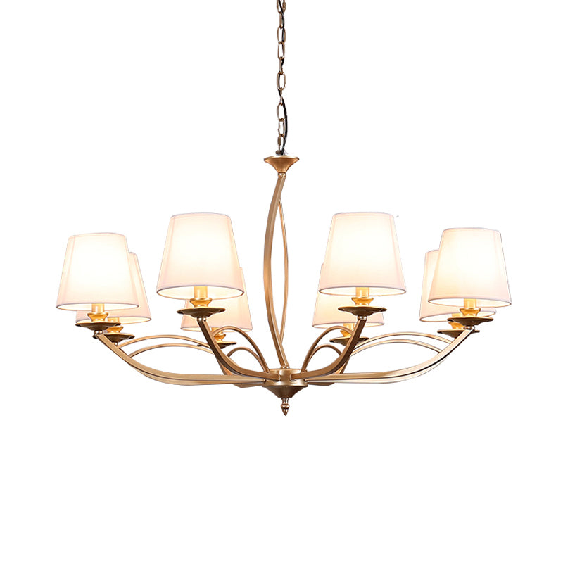 Barrel Fabric Chandelier Lighting Fixture Contemporary 4/6/8 Heads White Suspension Light Clearhalo 'Ceiling Lights' 'Chandeliers' Lighting' options 292768