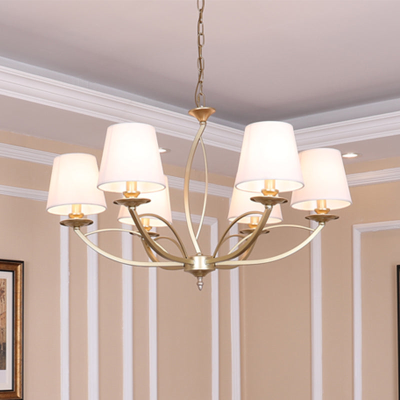 Barrel Fabric Chandelier Lighting Fixture Contemporary 4/6/8 Heads White Suspension Light Clearhalo 'Ceiling Lights' 'Chandeliers' Lighting' options 292771