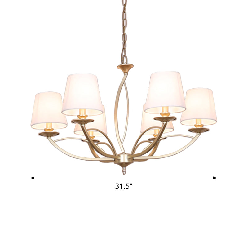 Barrel Fabric Chandelier Lighting Fixture Contemporary 4/6/8 Heads White Suspension Light Clearhalo 'Ceiling Lights' 'Chandeliers' Lighting' options 292774