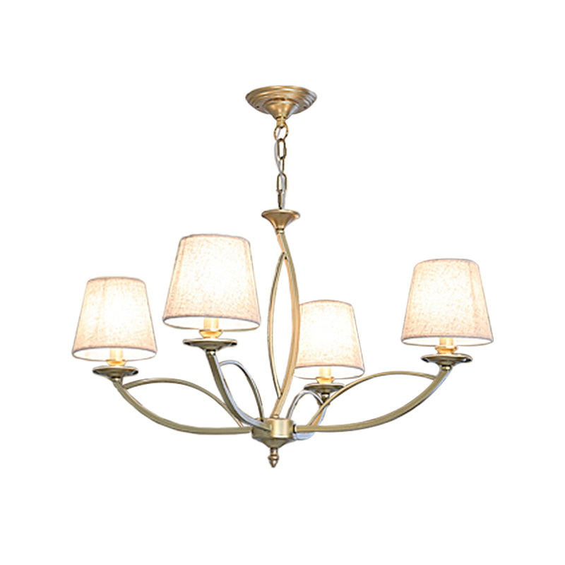 Barrel Fabric Chandelier Lighting Fixture Contemporary 4/6/8 Heads White Suspension Light Clearhalo 'Ceiling Lights' 'Chandeliers' Lighting' options 292777