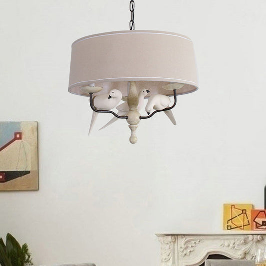 19.5"/23.5" Wide Round Hanging Pendant Light Nordic Fabric 3 Heads Flaxen Chandelier Lighting Clearhalo 'Ceiling Lights' 'Chandeliers' Lighting' options 292781